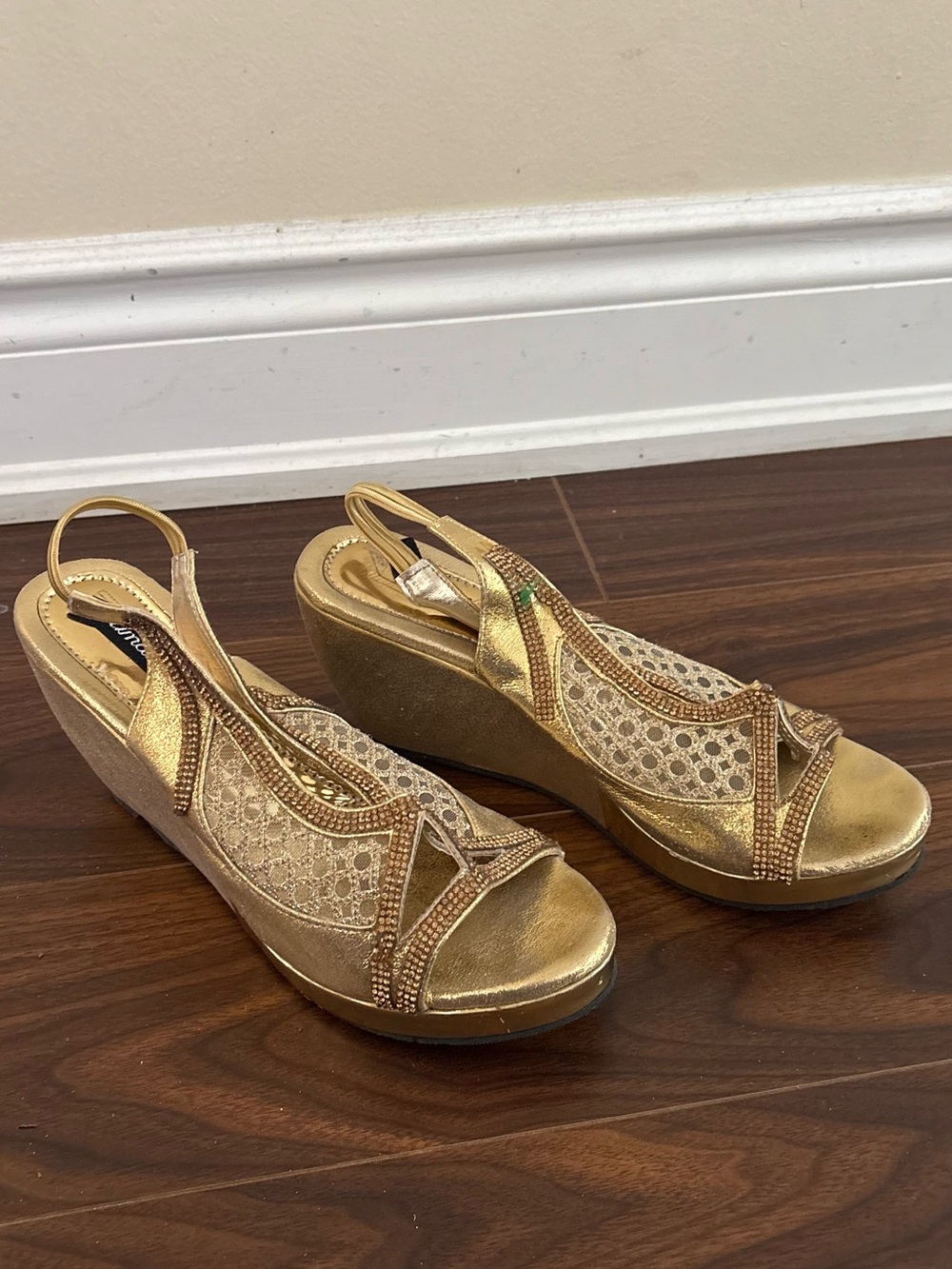 Gold Women's Wedge Slingback Sandals